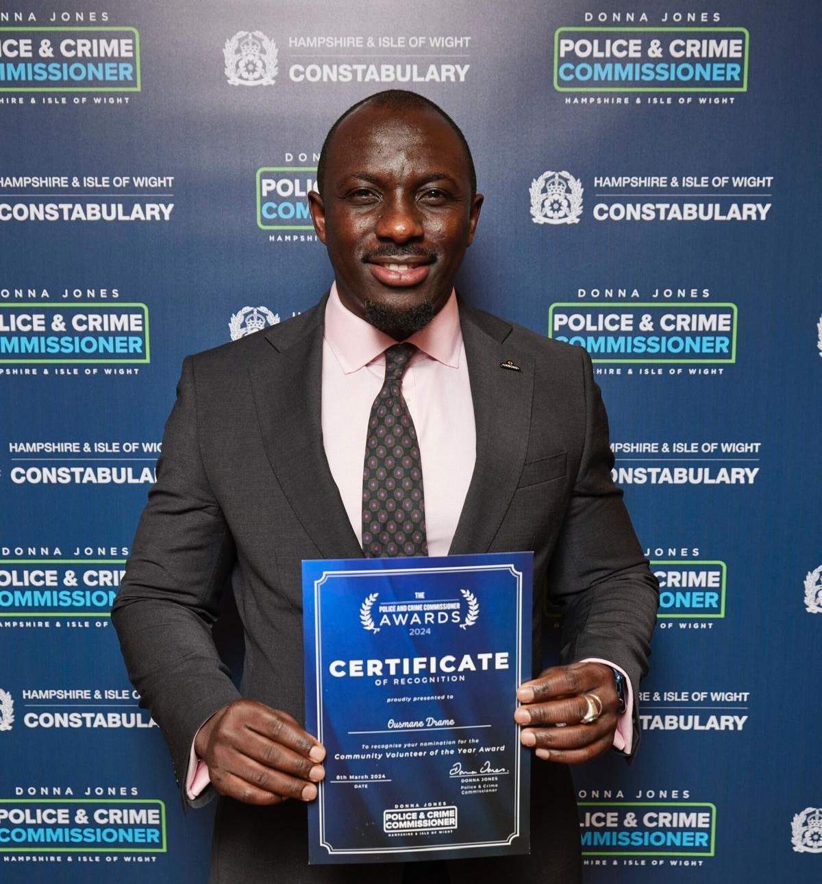 Police and Crime Commissioner Certificate of recognition